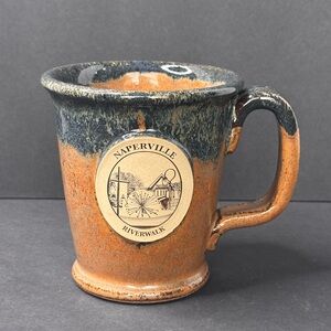 Sunset Hill Stoneware Brown Blue Drip Glazed  Naperville Riverwalk Art Pottery